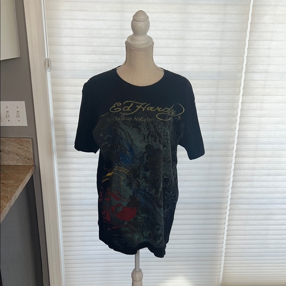 Ed Hardy Black Graphic T-Shirt